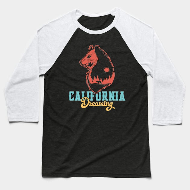 California Dreaming Baseball T-Shirt by animericans